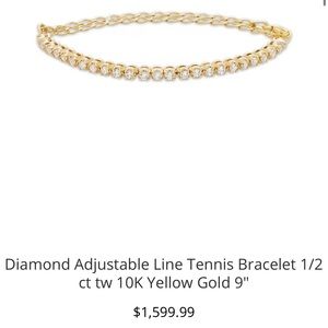 Diamond adjustable tennis bracelet 1/2k 10k yellow gold